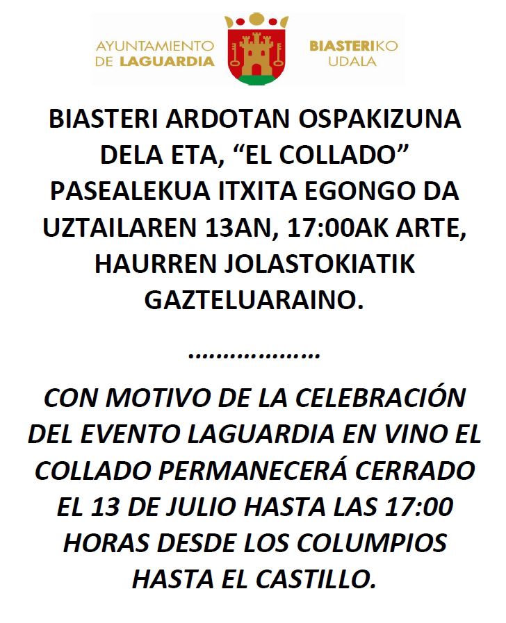 CIERRE EL COLLADO POR LAGUARDIA EN VINO
