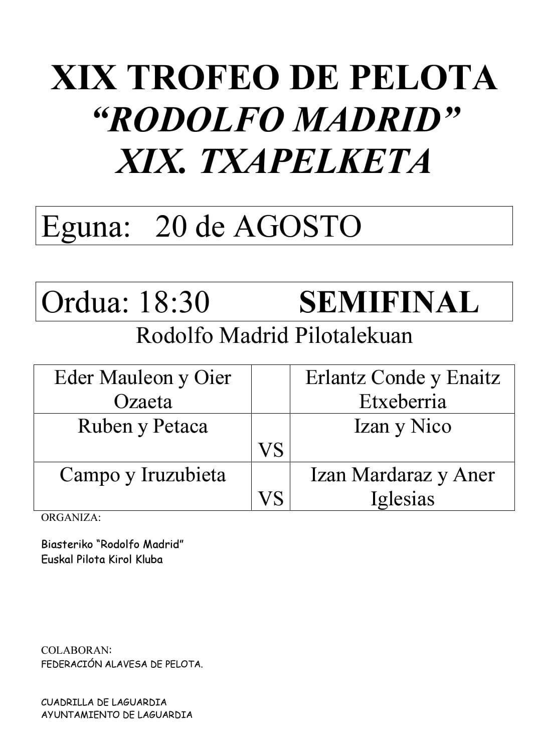 pelota 20 agosto