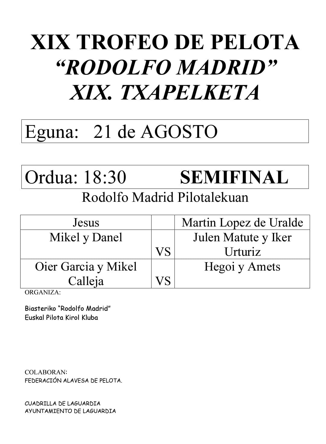 pelota 21 agosto