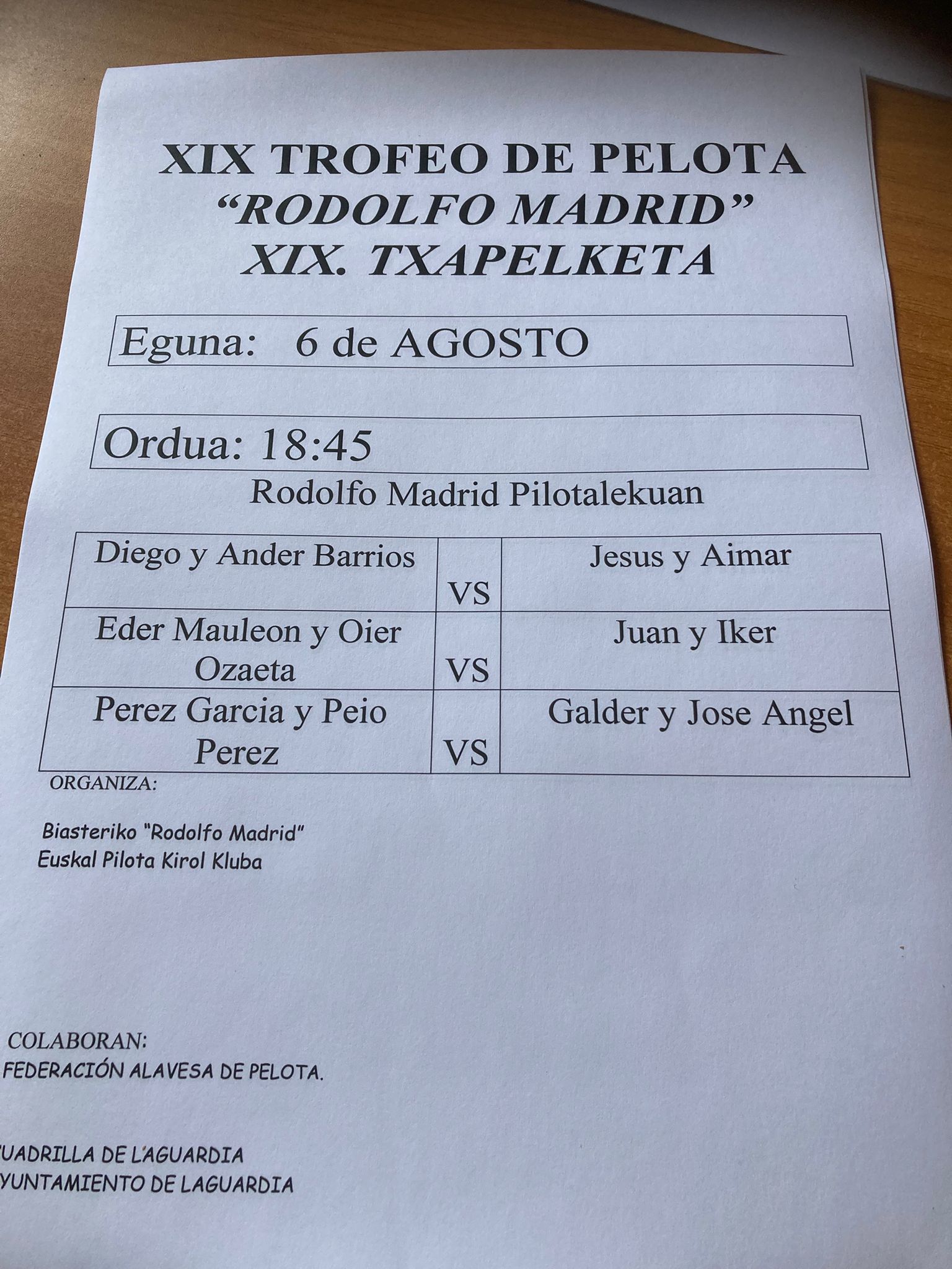 pelota 6 agosto
