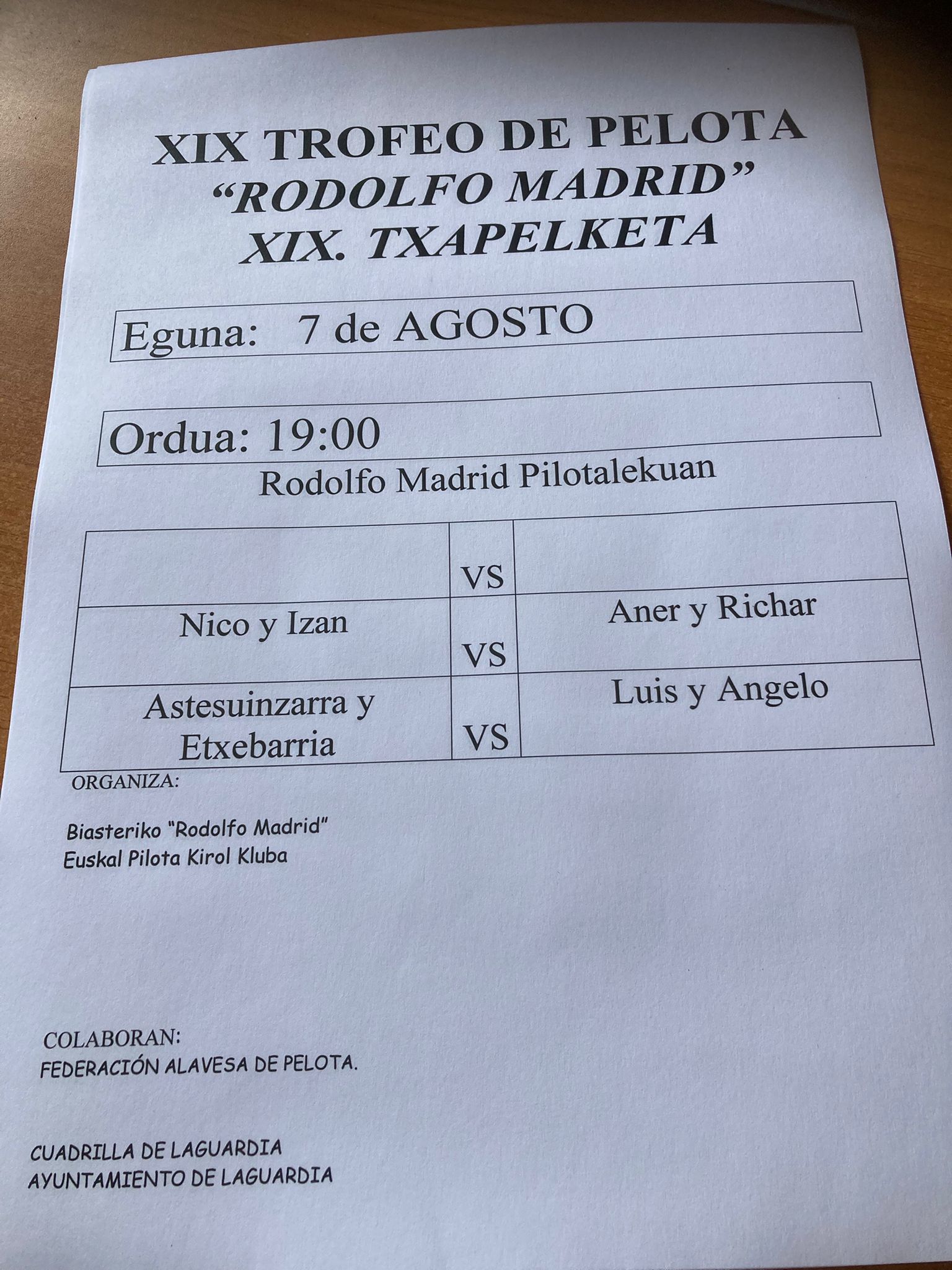 pelota 7 agosto