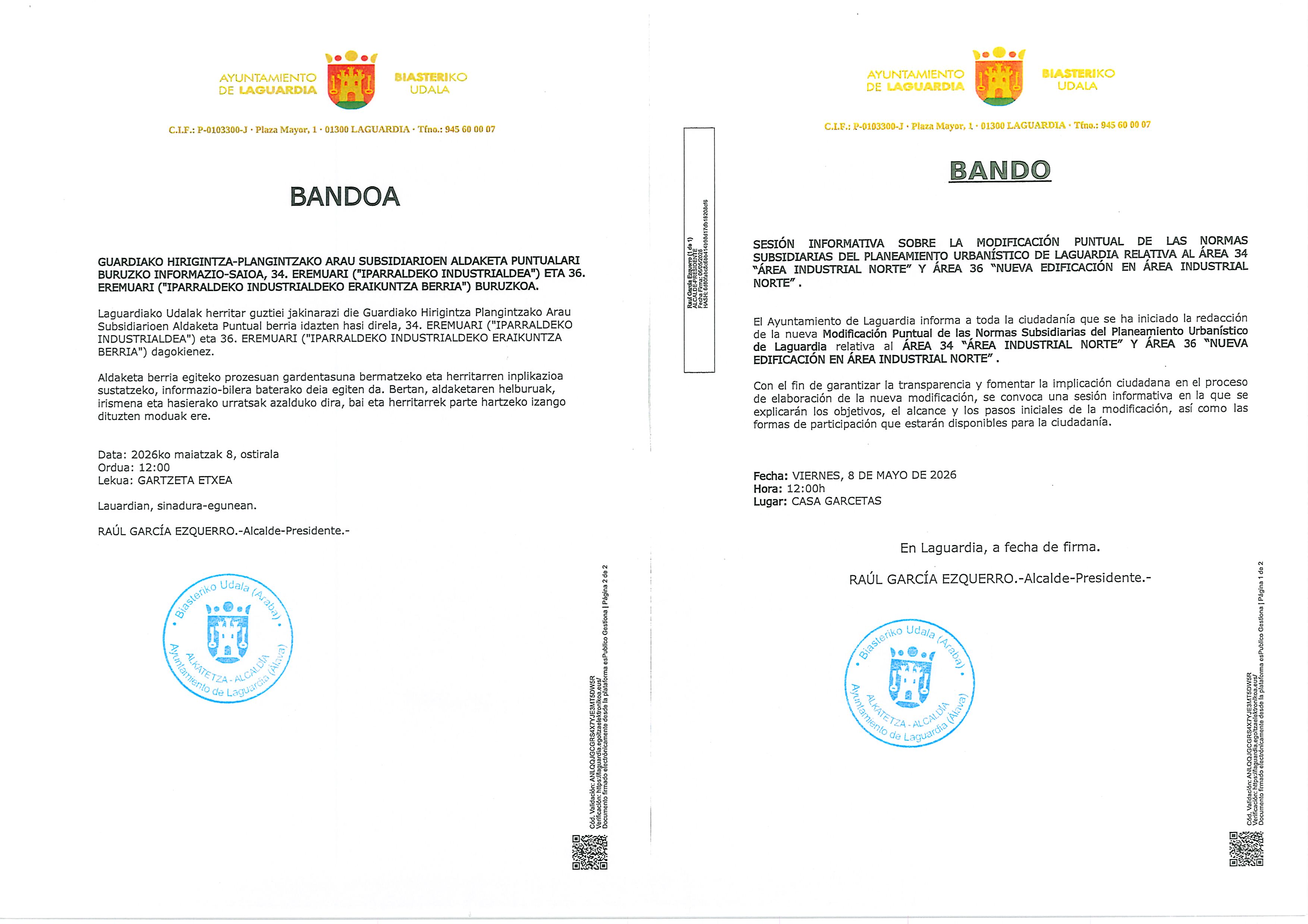 SESIÓN INFORMATIVA MODIFICACIÓN NNSS. ÁREAS 34 36