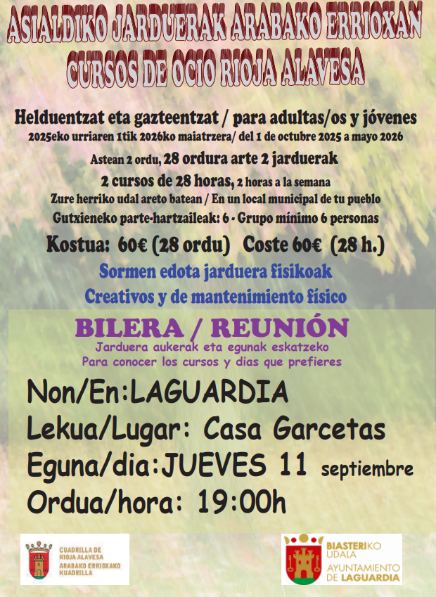 reunión cursos ocio