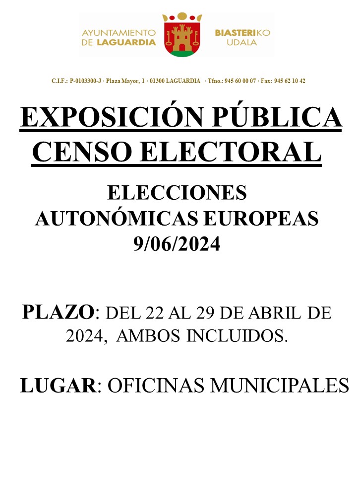 EXPOSICION CENSO ELECTORAL ELECCIONES EUROPEAS 2024