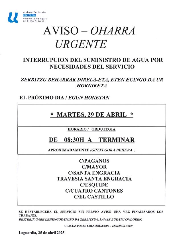 corte agua 29 abril