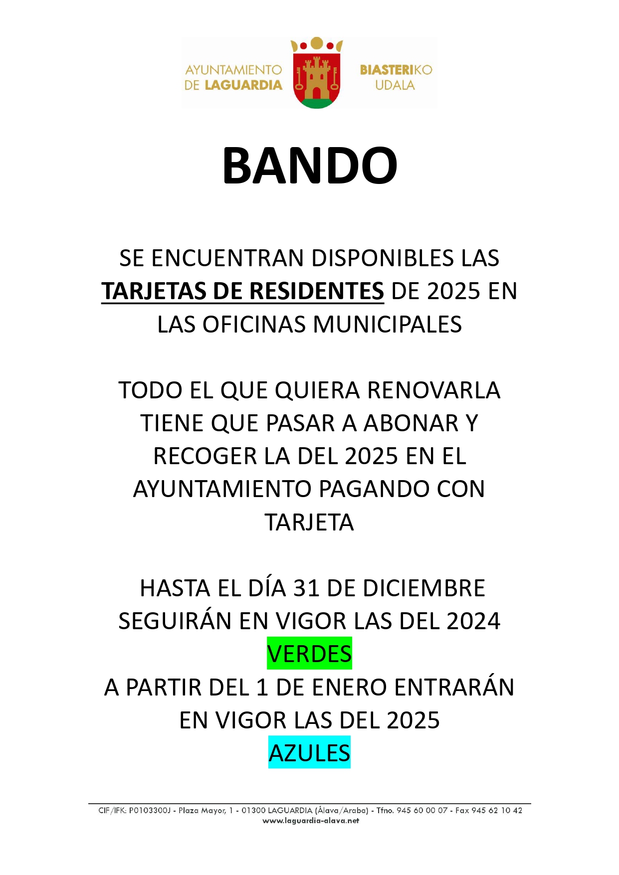 bando tarjetas residentes