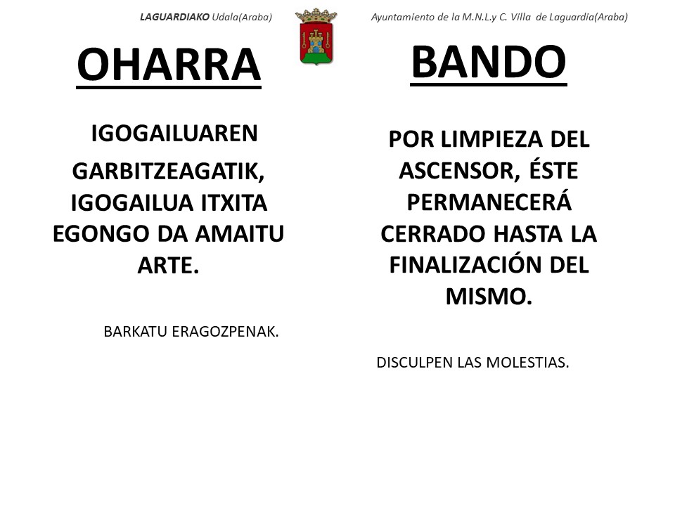 BANDO LIMPIEZA ASCENSOR