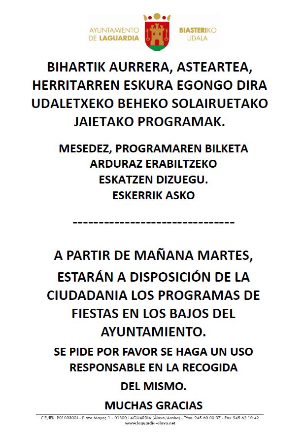 PROGRAMAS DE FIESTAS REPARTO