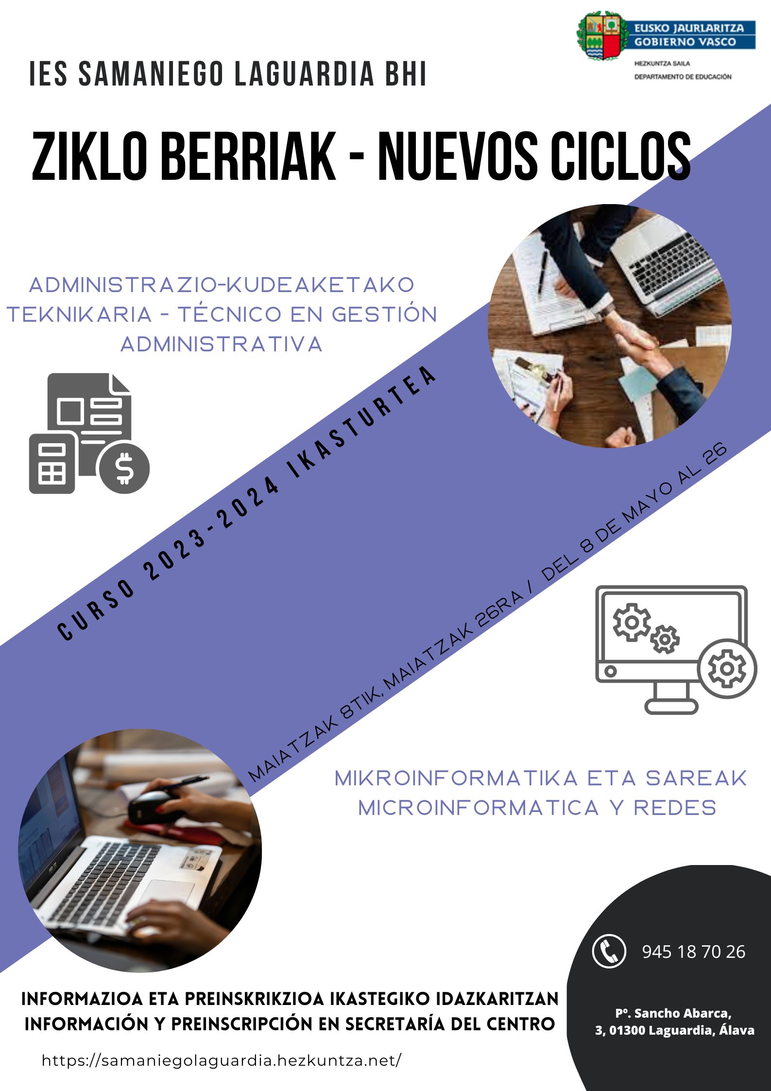 Cartel nuevos ciclos IES Samaniego Laguardia BHI Ibane