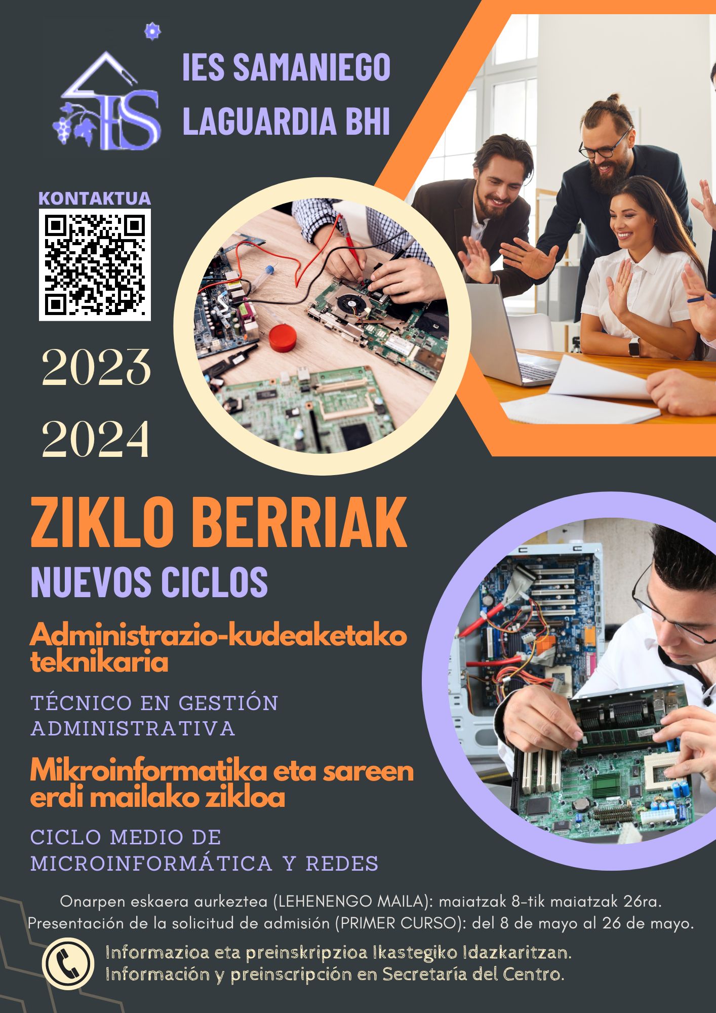 Cartel nuevos ciclos IES Samaniego Laguardia BHI Salwa