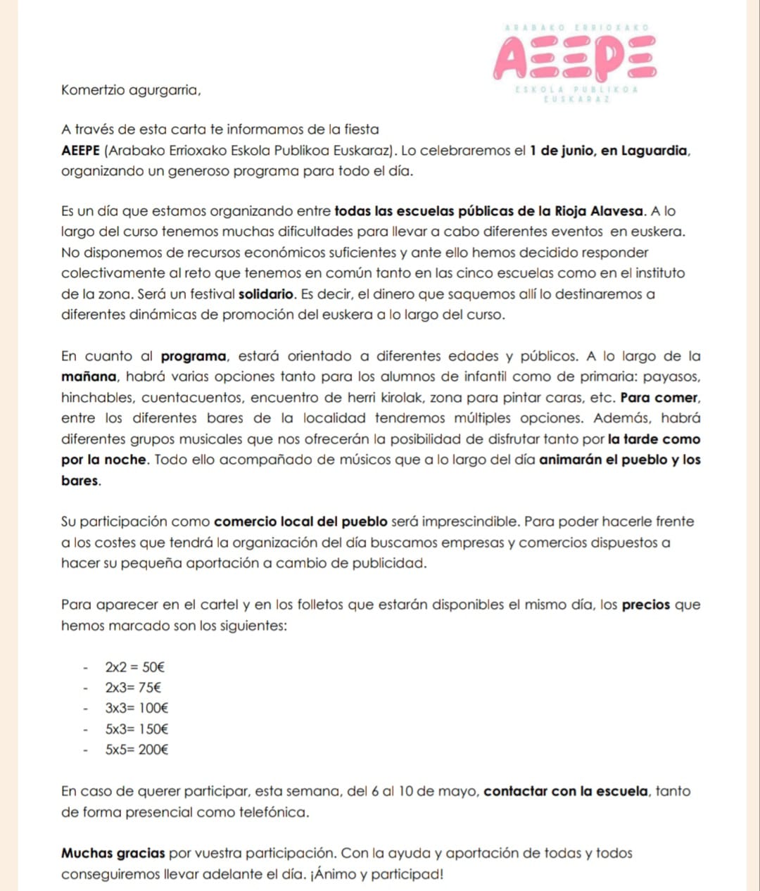 CARTEL JAIA AEEPE PATROCINADORES