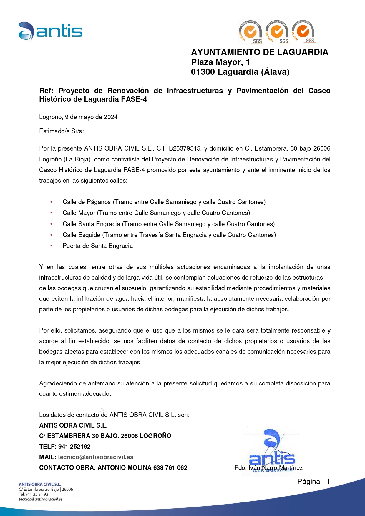 aviso obras 4 fase calles