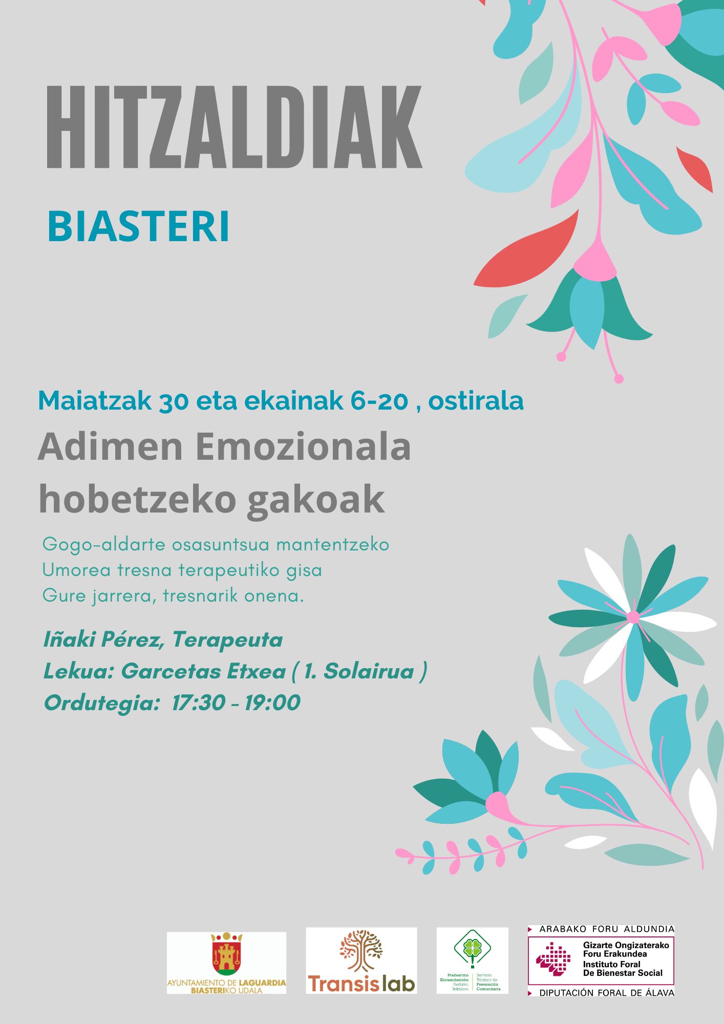 Cartel taller inteligencia emocional euskera Iñaki Pérez 002