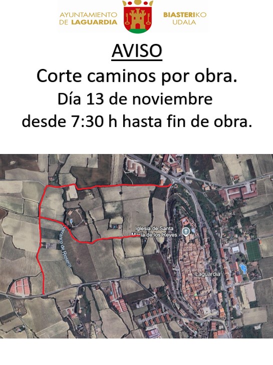aviso corte camino 13 noviembre