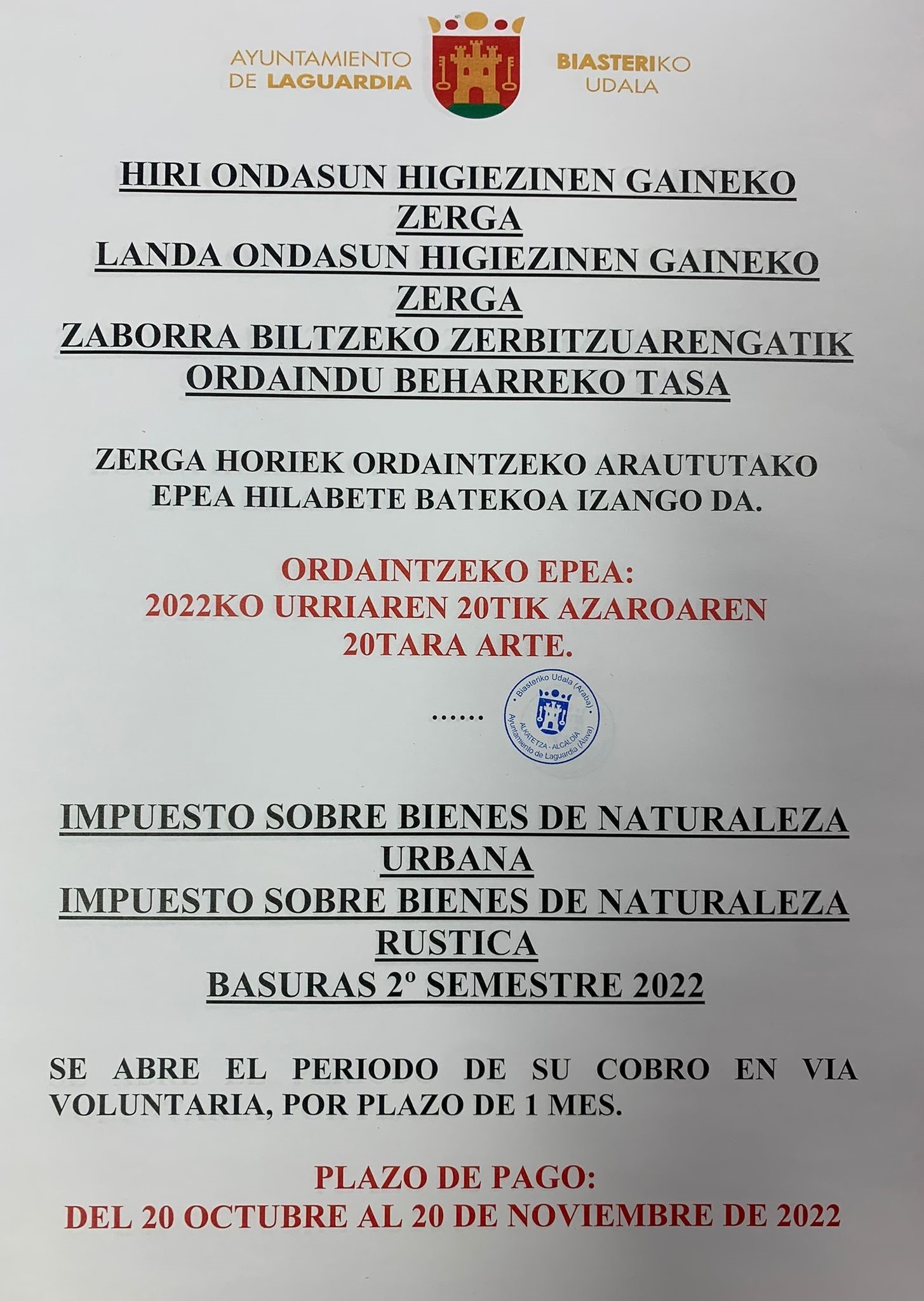 CALENDARIO CONTRIBUCIÓN