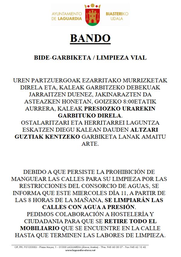 limpieza vial meircoles 11 octubre